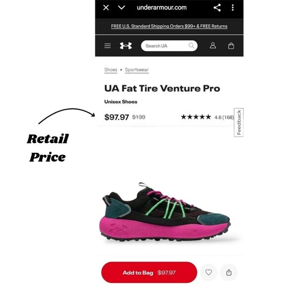 Under Armour Women's Non-Slip Aventure Pro Pink-Black Sneakers Shoes Size 5.5 - Picture 14 of 15